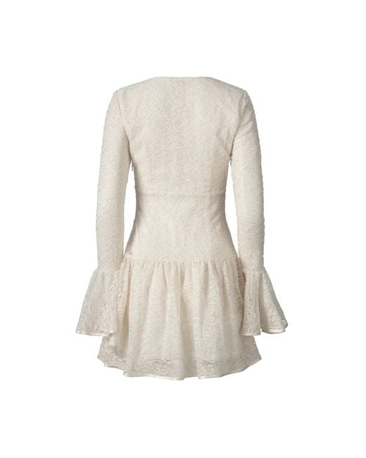 Lita Couture Natural Lace Mini Dress With Ruffles