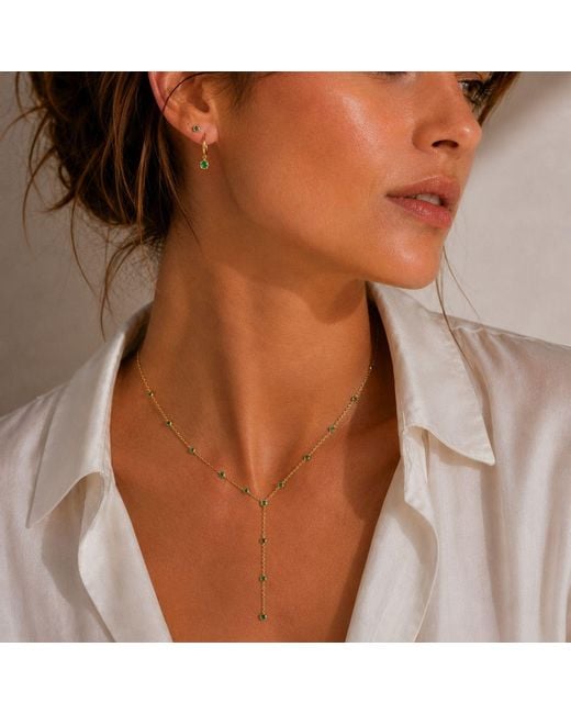 Lily Flo Jewellery Metallic Emerald Bezel Set Earrings