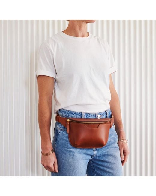 VIDA VIDA Brown Structured Tan Leather Sling Bum Bag