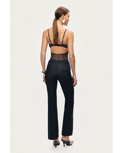 Nocturne Black High-Rise Tailored Straight-Leg Pants