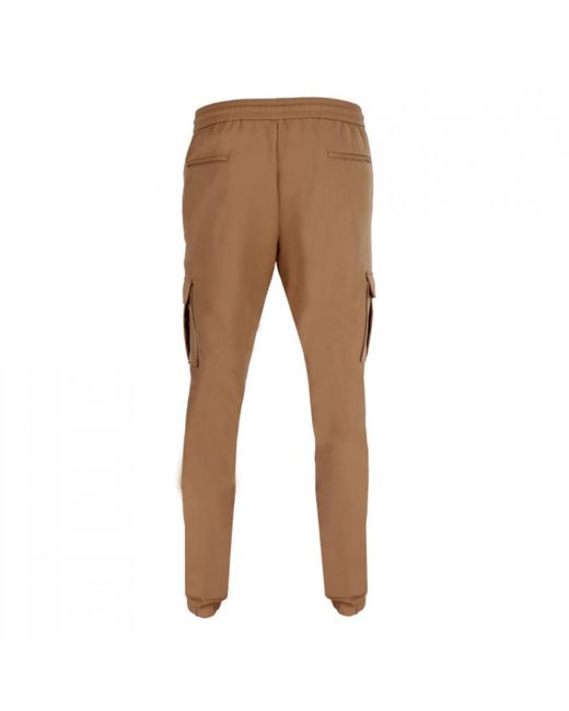 DAVID WEJ Natural Drawstring Trousers With Cargo Pockets – for men