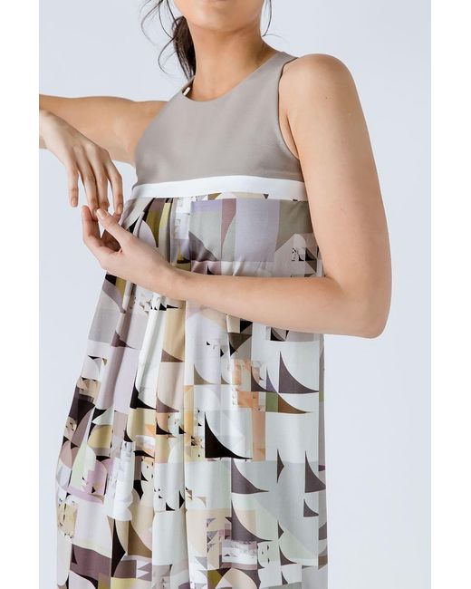 Conquista Natural Neutrals A Line Print Dress