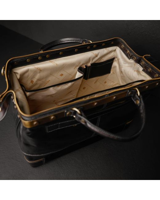Time Resistance Black Leather Doctor Bag, Medical Bag, Leather Handbag