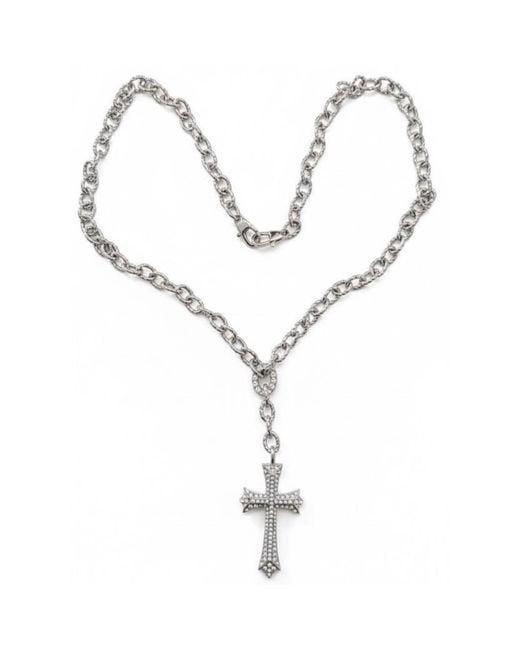 Jagged Halo Jewelry Metallic Cross Pendant Necklace