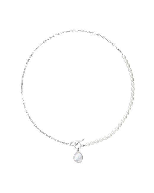 Dower & Hall Metallic Keshi Charm Drop Pearl Luna Necklace