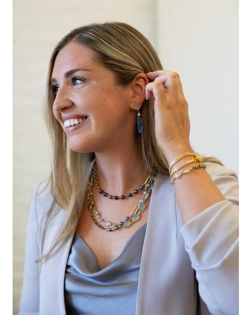 Loni Paul Jewelry Metallic Moonstone, Kyanite, Aquamarine & Pearl Necklace