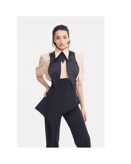 Julia Allert Black Oversized Satin Bib Collar