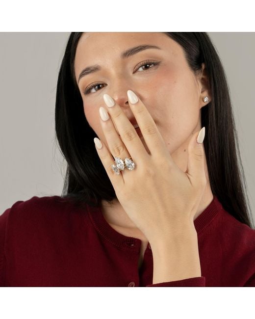 Diamonbliss Metallic Five Carats Marquise Cut Solitaire Cocktail Ring