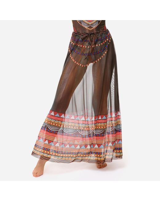 Rodasoleil Smart Swimwear Brown Tan-Through Mesh Lightweight Beach Skirt Africa
