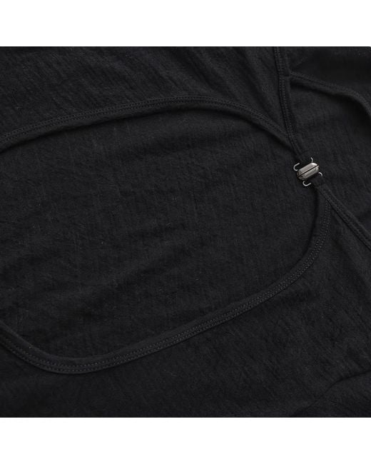FRONT ROW SHOP Blue Open-Back Wool Jersey Top