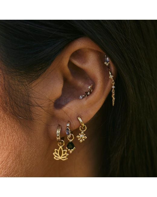 Zohreh Metallic Beaded Flower Hoop Earrings 9K