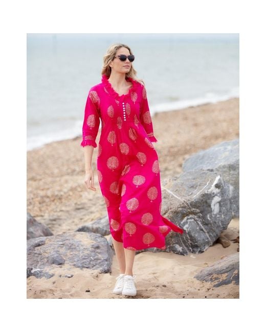 At Last Pink Cotton Annabel Maxi Dress