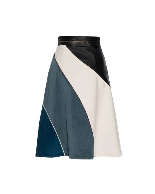 LAHIVE Blue Harper A-line Multi-color Corduroy Skirt