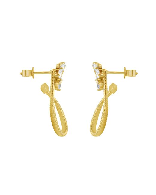 Artisan Metallic Diamond Designer Hoop Earrings