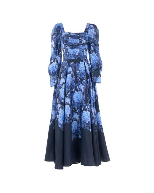 Justin Tong Blue Hidden Lagoon Maxi Dress