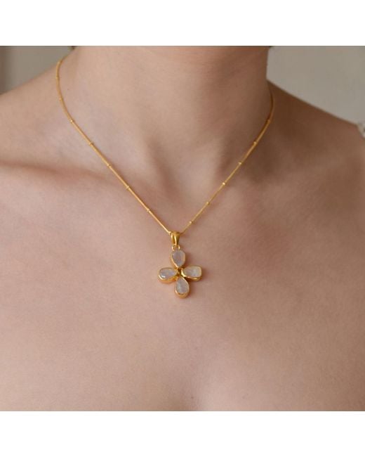 GEM BAZAAR Metallic Moonstone Cross Pendant