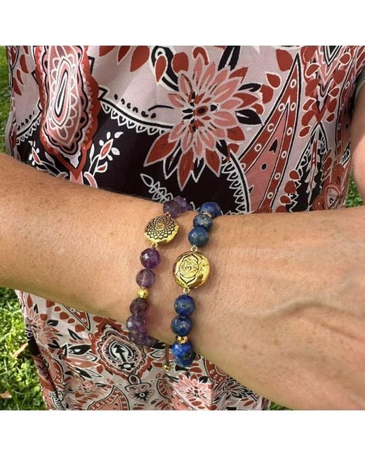 Seven Saints Metallic Crown Chakra Amethyst Spiritual Healing And Stress Relief Bracelet