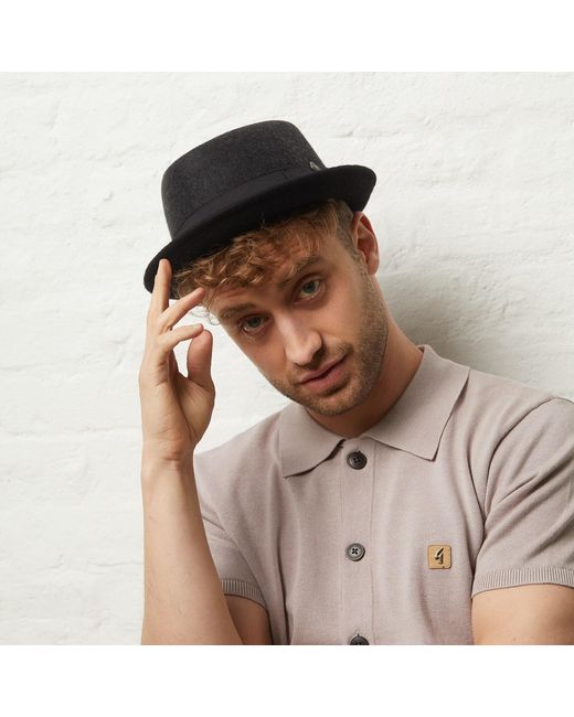 Dasmarca Hats Black Jackson Slate Wool Felt Porkpie Hat for men