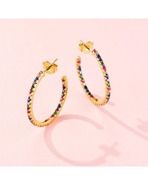 Posh Totty Designs Metallic Plated Cz Birthstone Hoop Earrings