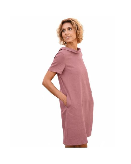LeMuse Pink Story — Soft Linen Short-Sleeve Dress