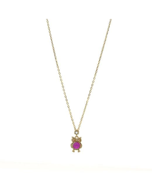 Ebru Jewelry Metallic Ruby Owl Necklace