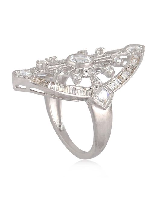 Artisan White 18K With Baguette Diamond Marquise Cocktail Ring