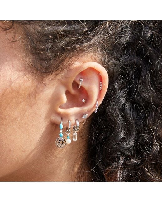 Zohreh Metallic Hammered Huggie Hoop Earring Sterling