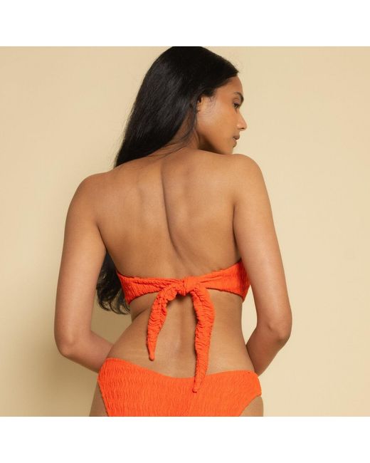 Montce Red Tangerine Tori Ties Bandeau Bikini Top