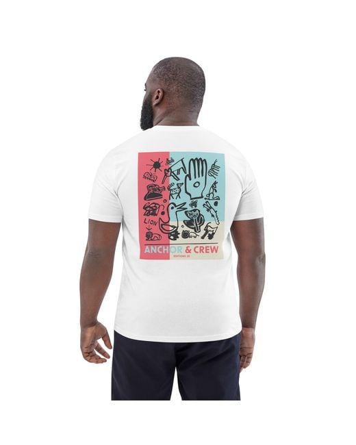 Anchor and Crew White One Moon Safari Editions Organic Cotton T-Shirt for men