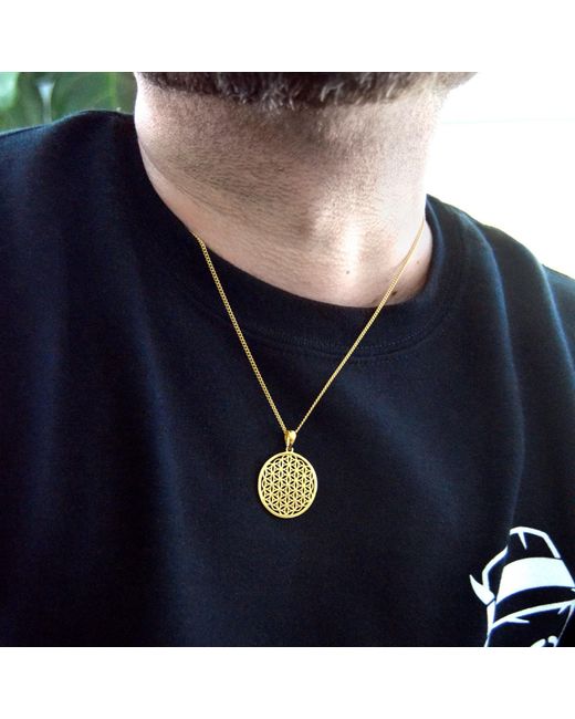 Seven Saints Metallic Flower Of Life Necklace, Rhodium, All Gender for men