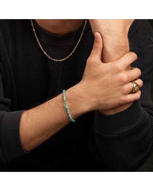 Nialaya Green Wristband With And African Heishi Beads for men