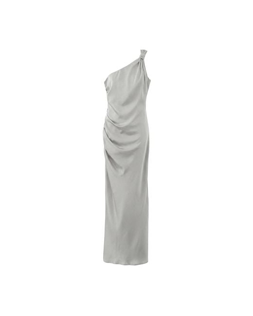 Aisl Gray One-Shoulder Slate Maxi Dress