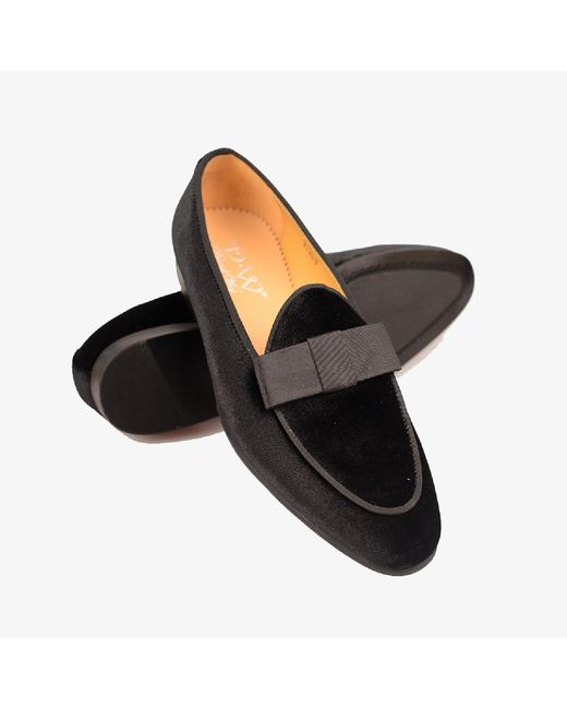 DAVID WEJ Black Bradford Velvet Belgian Bowtie Loafers – for men