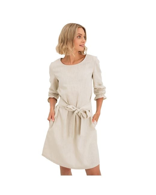 LeMuse Natural Emma — Stonewashed Linen Dress With Pockets & Tie Belt