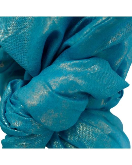 Romer Millinery Blue Twisturban Turban Turquiose Metallic Lightweight Linen