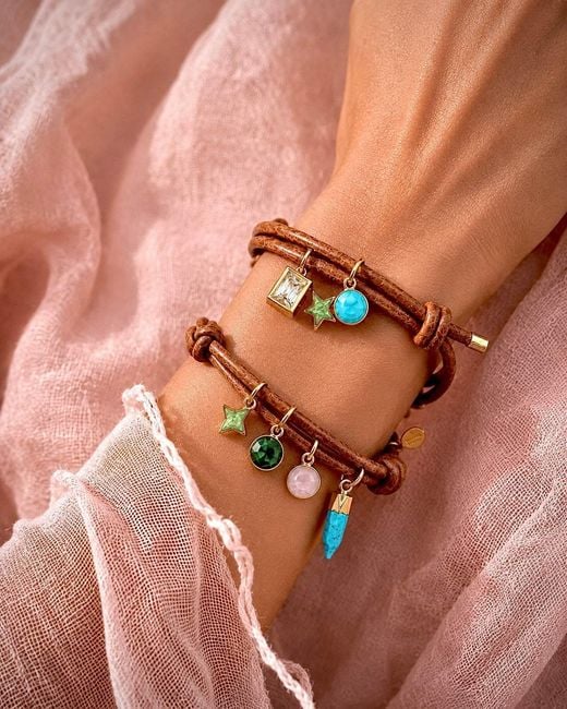 Persia Dona Jewelry White Leather Mixed Charm Bracelet