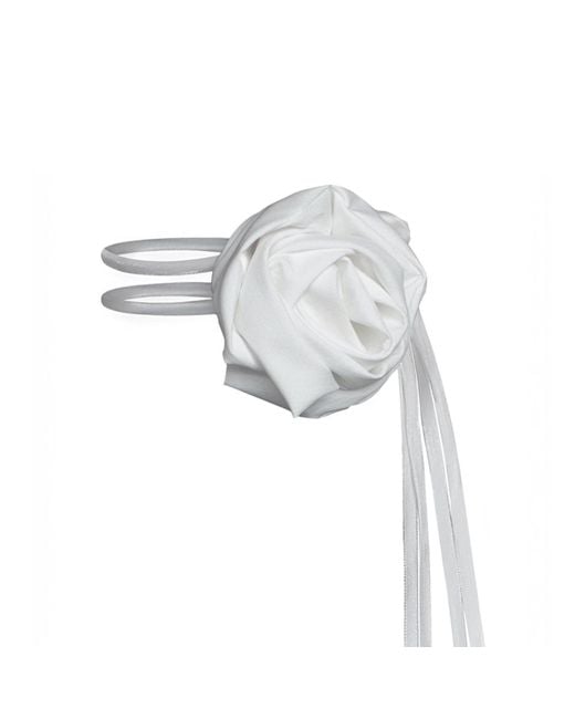 RainSisters White Rose Flower Choker