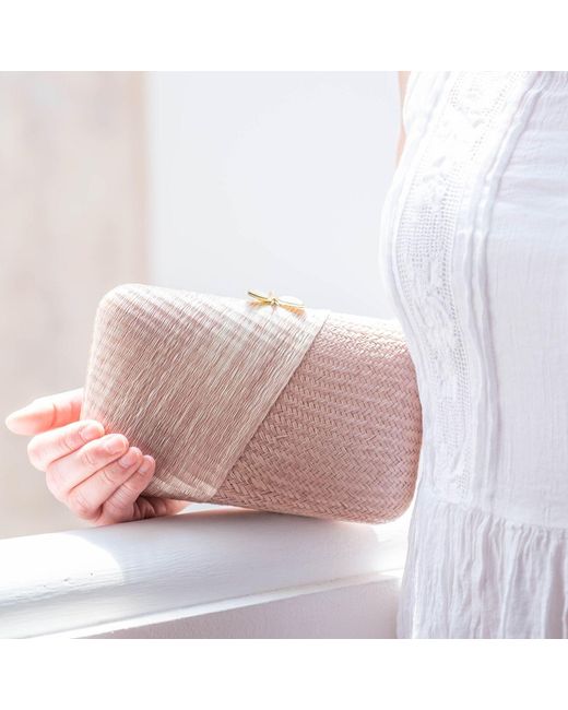 LIKHÂ Gray Dusty Rose Kimono Clutch Purse