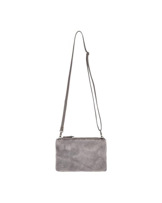 Owen Barry Gray Sheepskin Crossbody Clutch Silvergrey Grenn
