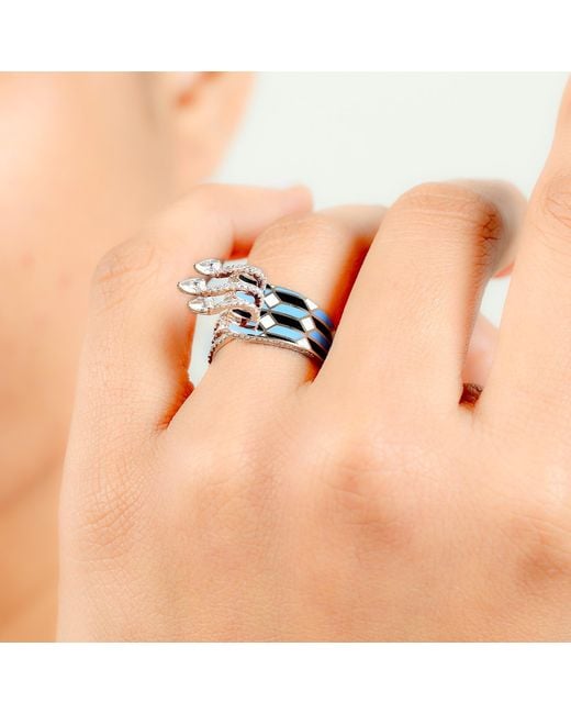 Artisan Metallic Enamel Diamond Multi-Band Ring