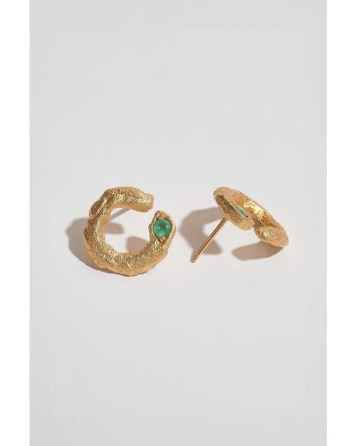 Claire Hill Designs Metallic Emerald Asymmetric Branch Earrings