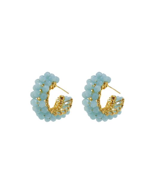 Lavish by Tricia Milaneze Blue Powder Dandelions Hoops Handmade Earrings