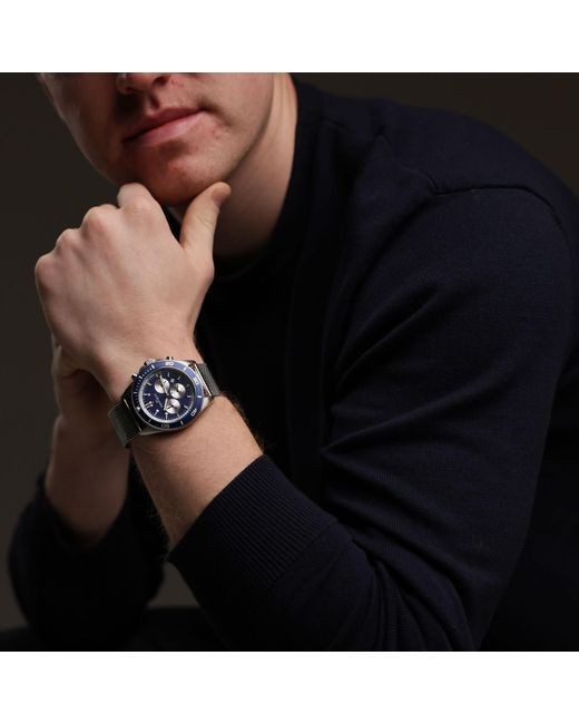Kennett Watches & Accessories Metallic Kennett Pacesetter Chronograph Watch With Milanese Mesh Strap for men