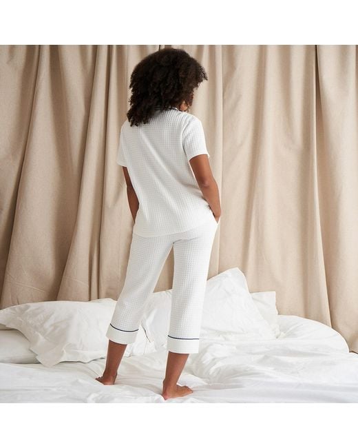 Pretty You London White Luxury Suite Waffle Short & Shirt Trouser Set