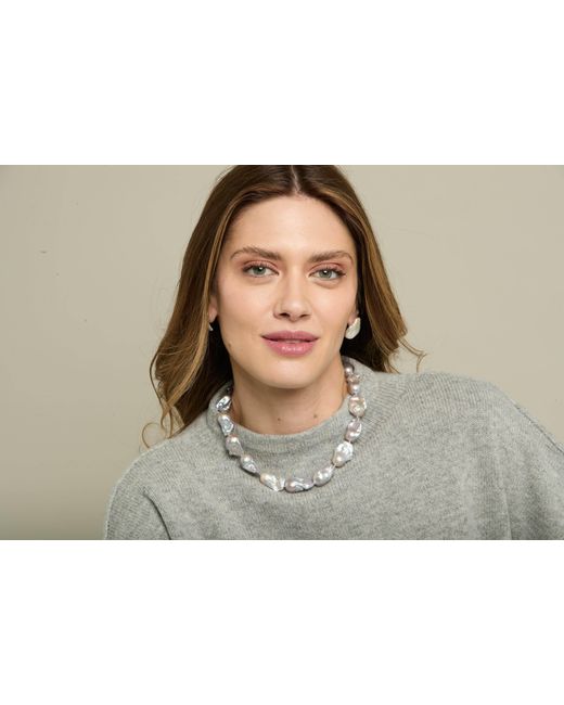Pearls of the Orient Online Metallic Decus Large Cultured Freshwater Baroque Pearl Necklace