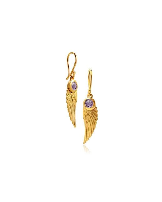 Moon London Metallic Angel Wing Amethyst Earrings