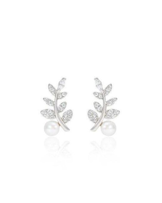 Pearls of the Orient Online White Stella Ivy Style Cultured Freshwater Pearl Stud Earrings