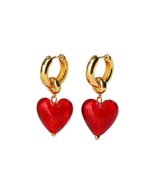 Classicharms Red Esmée Glaze Heart Dangle Earrings