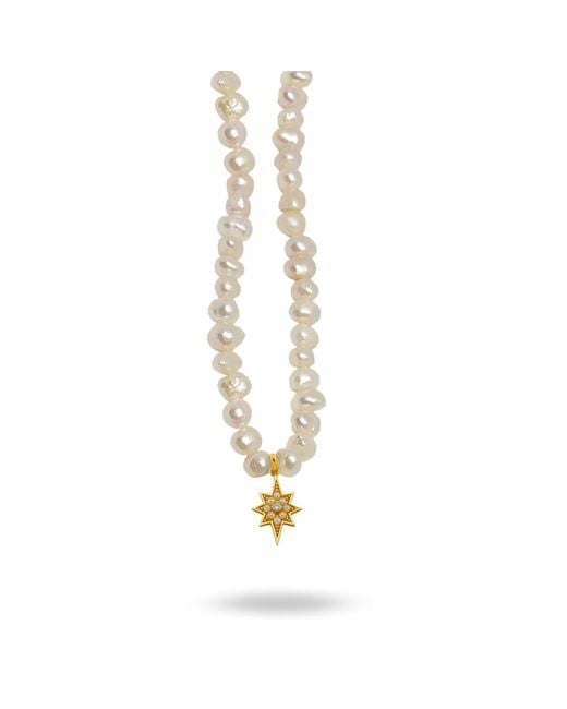 LINYA JEWELLERY Metallic North Star Pearl Necklace