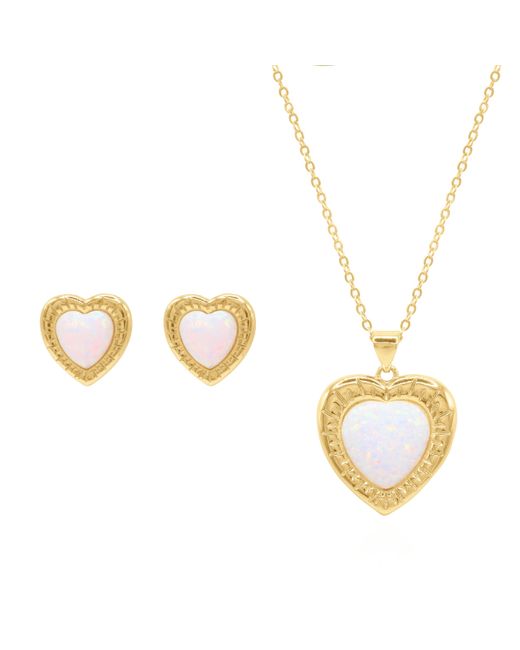 Luna Charles Metallic Opal Heart Necklace Gift Set